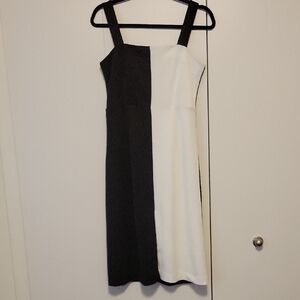 Alexia Admor: Elegant Black and White Colorblock Dress Front Slit